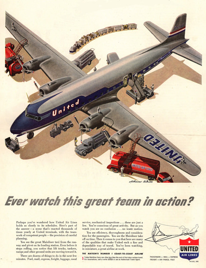 United Air Lines In Action 1951 | Vintage Travel Posters 1891-1970