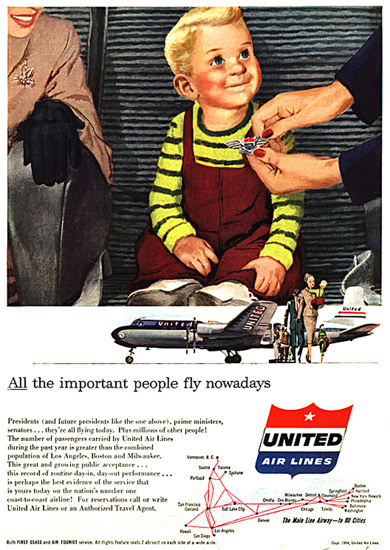 United Air Lines Kid All The Important People | Vintage Travel Posters 1891-1970