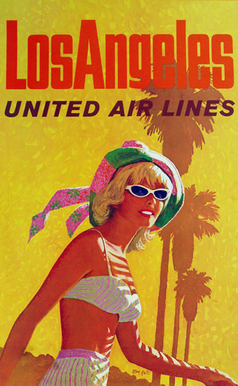 United Air Lines Los Angeles Beach Girl 1960 | Sex Appeal Vintage Ads and Covers 1891-1970