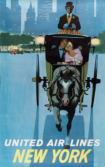 United Air Lines New York Carridge 1960 | Vintage Travel Posters 1891-1970