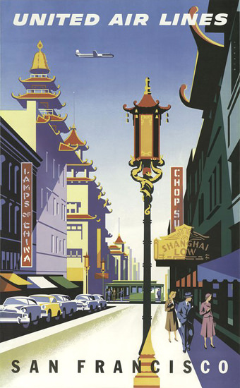 United Air Lines San Francisco China Town | Vintage Travel Posters 1891-1970