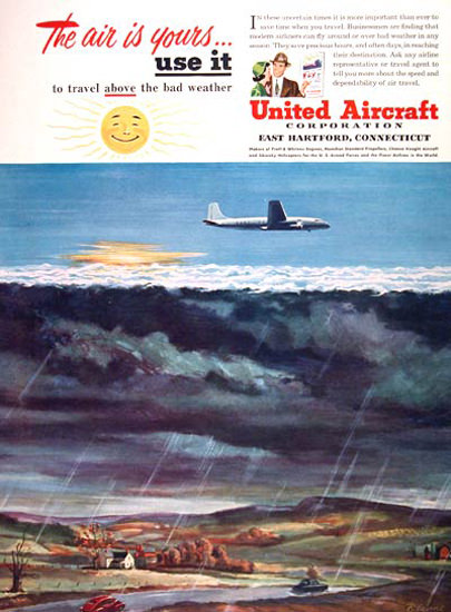 United Aircraft Co 1950 Above Bad Weather | Vintage Travel Posters 1891-1970