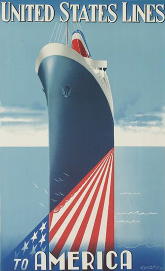 United States Lines To America 1947 | Vintage Travel Posters 1891-1970