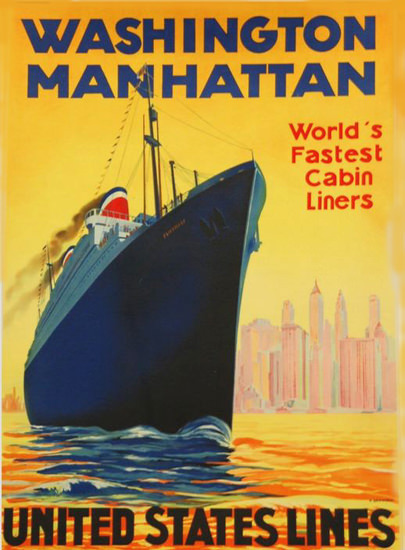 United States Lines Worlds Fastest Liners 1933 | Vintage Travel Posters 1891-1970