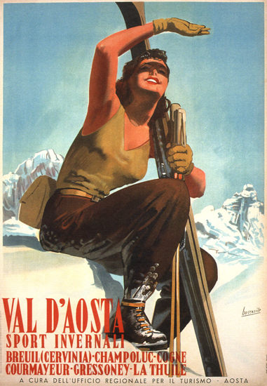 Val D Aosta Sport Invernali Gino Goccasile 1947 | Sex Appeal Vintage Ads and Covers 1891-1970