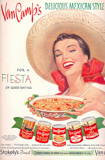 Van Camps Delicious Mexican Style For Fiesta | Sex Appeal Vintage Ads and Covers 1891-1970