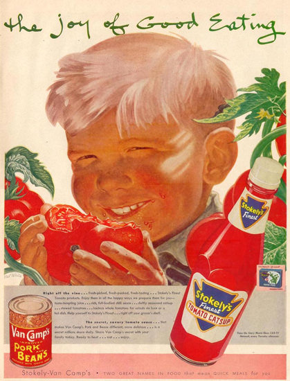 Van Camps Pork Beans Tomato Catsup 1953 | Vintage Ad and Cover Art 1891-1970