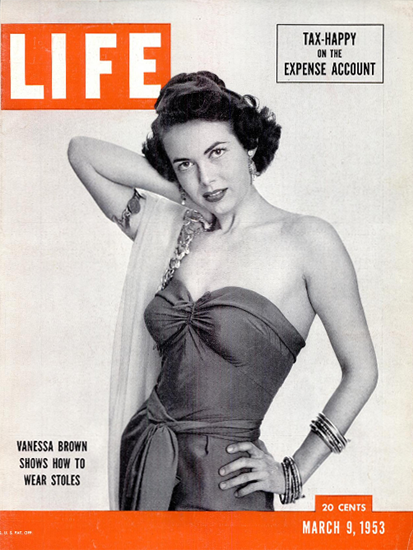 Vanessa Brown how to wear Stoles 9 Mar 1953 Copyright Life Magazine | Life Magazine BW Photo Covers 1936-1970