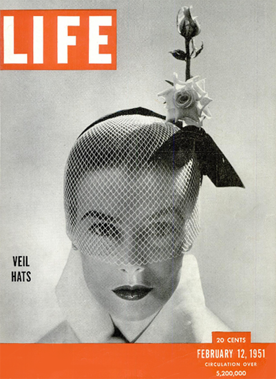 Veil Hats 12 Feb 1951 Copyright Life Magazine | Life Magazine BW Photo Covers 1936-1970