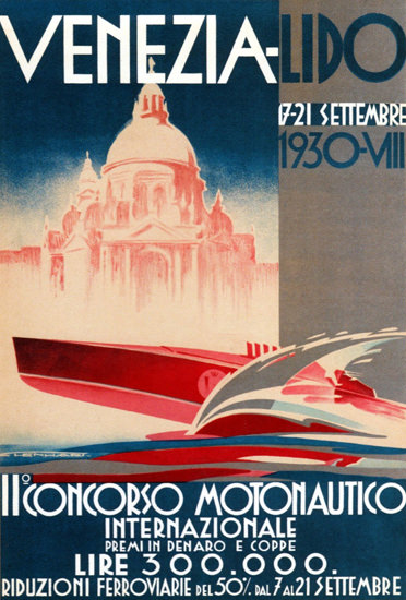 Venezia Lido Il Concorso Motonautico 1930 | Vintage Ad and Cover Art 1891-1970