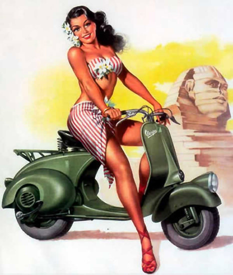 Vespa Pin-Up Girl July 1951 | Sex Appeal Vintage Ads and Covers 1891-1970