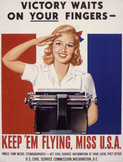 Victory On Your Fingers Keep Em Flying Miss USA | Vintage War Propaganda Posters 1891-1970