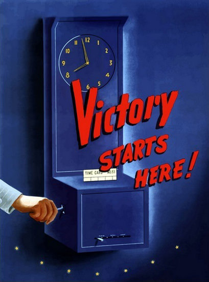 Victory Starts Here Attendance Recorder | Vintage War Propaganda Posters 1891-1970