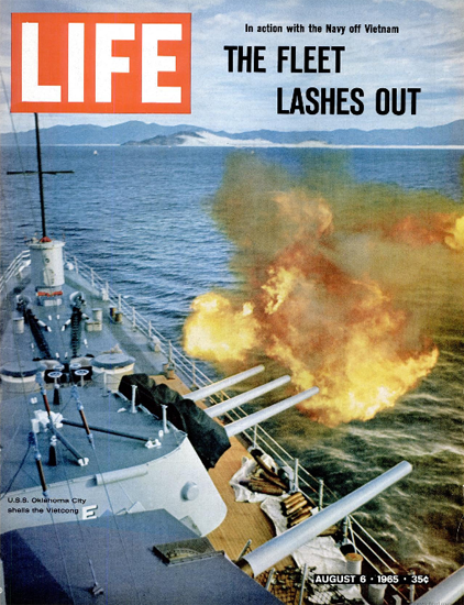 Vietnam USS Oklahoma City Action 6 Aug 1965 Copyright Life Magazine | Life Magazine Color Photo Covers 1937-1970