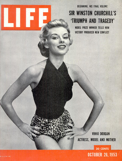 Vikki Dougan Actress Model Mother 26 Oct 1953 Copyright Life Magazine | Life Magazine BW Photo Covers 1936-1970