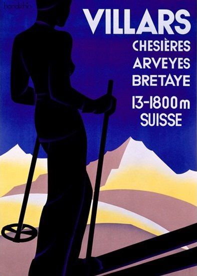 Villars Chesieres Arveyes Bretaye Suisse Skiing | Vintage Travel Posters 1891-1970