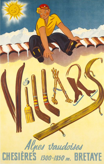 Villars Chesieres Bretaye Alpes Vaudoises 1943 | Vintage Travel Posters 1891-1970