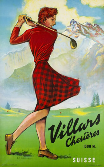 Villars Chesieres Golf Suisse Switzerland 1946 | Sex Appeal Vintage Ads and Covers 1891-1970