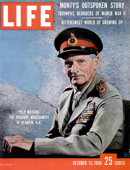 Viscount Montgomery of Alamein 13 Oct 1958 Copyright Life Magazine | Life Magazine Color Photo Covers 1937-1970