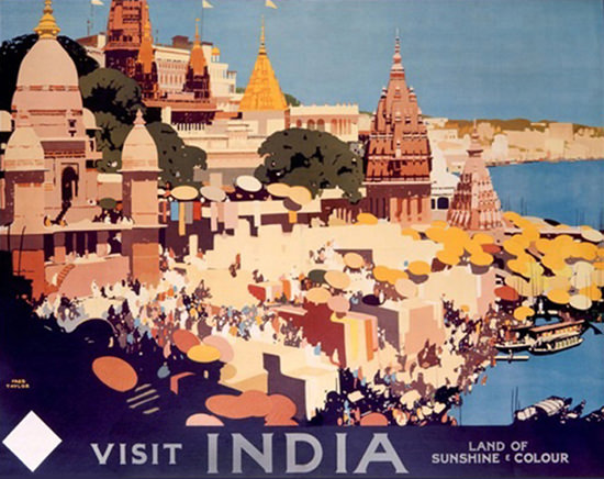 Visit India Land Of Sunshine And Color F Taylor | Vintage Travel Posters 1891-1970