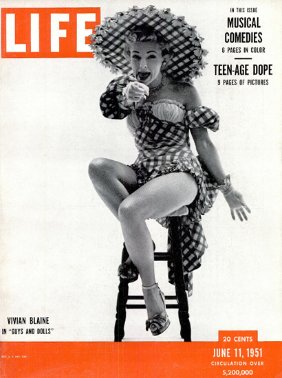 Vivian Blaine in Guys and Dolls 11 Jun 1951 Copyright Life Magazine | Life Magazine BW Photo Covers 1936-1970