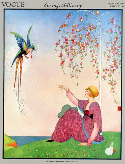 Vogue Copyright 1914 Spring Millinery Lady Bird Of Paradise | Sex Appeal Vintage Ads and Covers 1891-1970