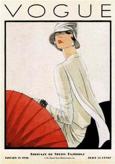 Vogue Copyright 1928 Forecast Of Spring Fashion Umbrella | Sex Appeal Vintage Ads and Covers 1891-1970