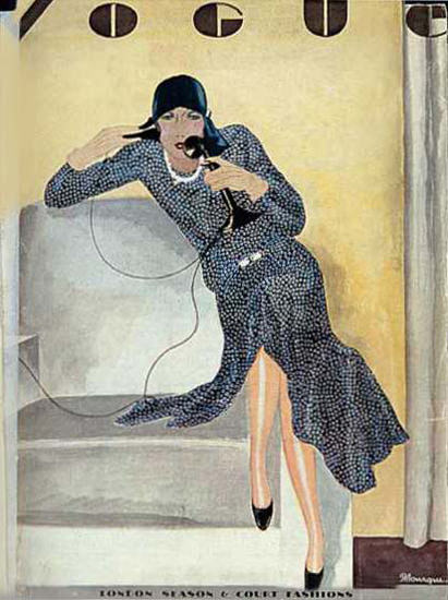 Vogue Copyright 1929 Lady On The Phone London Season | Sex Appeal Vintage Ads and Covers 1891-1970