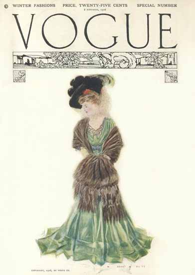 Vogue Cover 1906-11-08 Copyright | Mad Men Art | Vintage Ad Art Collection