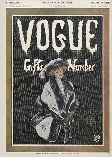 Vogue Cover 1908-12-03 Copyright | Vogue Magazine Graphic Art Covers 1902-1958