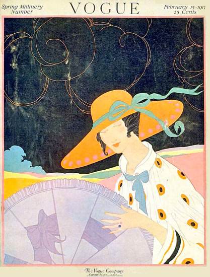 Vogue Cover Copyright 1917 Lady With Sun Hat | Sex Appeal Vintage Ads and Covers 1891-1970