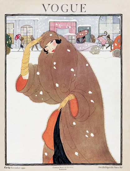 Vogue Cover Copyright 1920 Lady In The Snow | Sex Appeal Vintage Ads and Covers 1891-1970