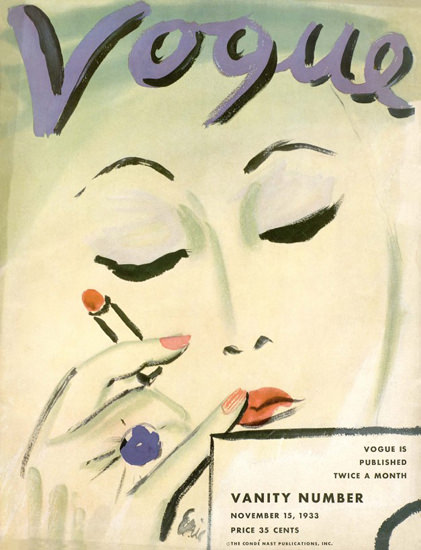 Vogue Cover Copyright 1933 Vanity Number Make-Up Lady | Sex Appeal Vintage Ads and Covers 1891-1970