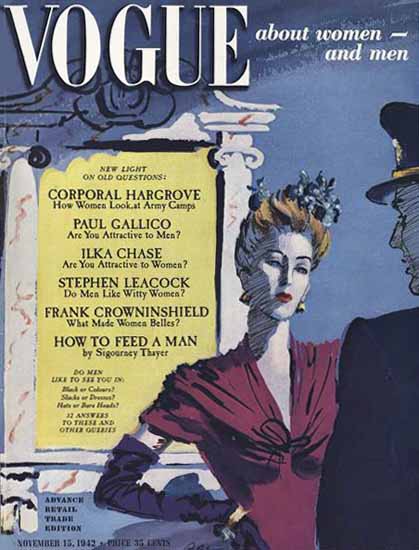 Vogue Magazine 1942-11-15 Copyright | Vogue Magazine Graphic Art Covers 1902-1958