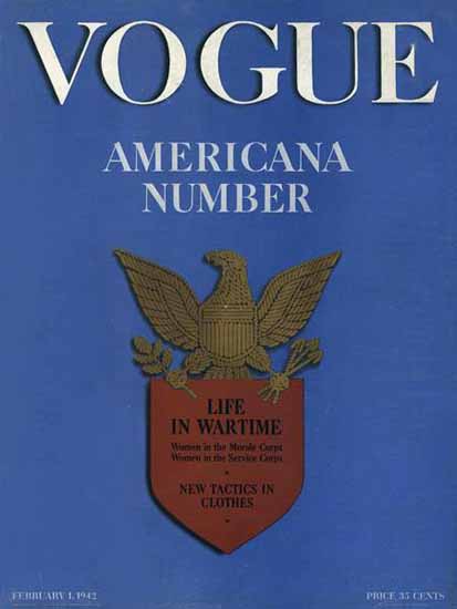 Vogue Magazine Americana Number 1942-02-01 Copyright | Vogue Magazine Graphic Art Covers 1902-1958