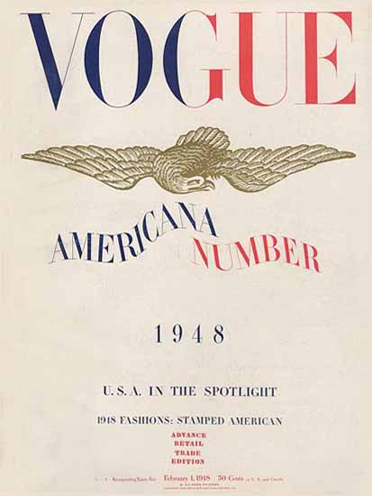 Vogue Magazine Americana Number 1948-02-01 Copyright | Vogue Magazine Graphic Art Covers 1902-1958