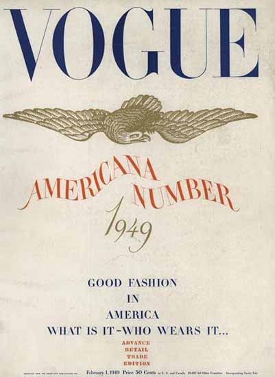 Vogue Magazine Americana Number 1949-02-01 Copyright | Vogue Magazine Graphic Art Covers 1902-1958