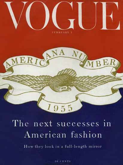 Vogue Magazine Americana Number 1955-02-01 Copyright | Vogue Magazine Graphic Art Covers 1902-1958