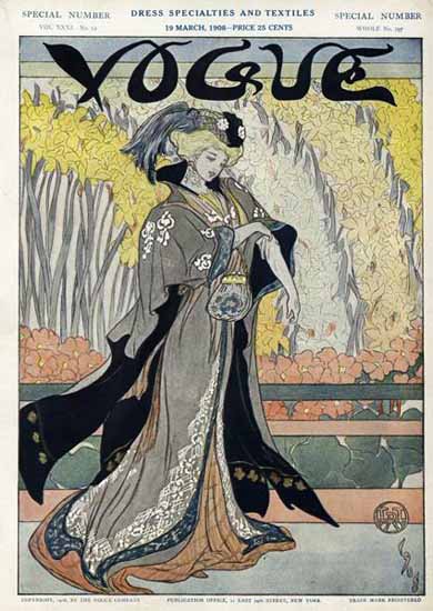 Vogue Magazine Cover 1908-03-19 Copyright | Vogue Magazine Graphic Art Covers 1902-1958