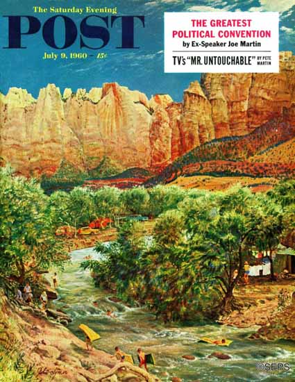 WW Calvert Saturday Evening Post Cover Zion Canyon 1960_07_09 | The Saturday Evening Post Graphic Art Covers 1931-1969