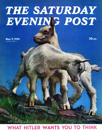 WW Calvert Saturday Evening Post Two Kid Goats 1942_05_09 | The Saturday Evening Post Graphic Art Covers 1931-1969