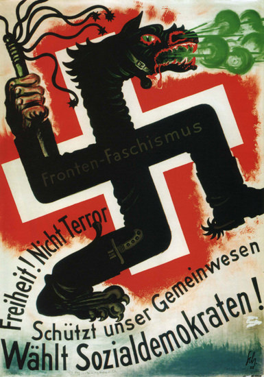 Waehlt Sozialdemokraten Freiheit Nicht Terror | Vintage War Propaganda Posters 1891-1970