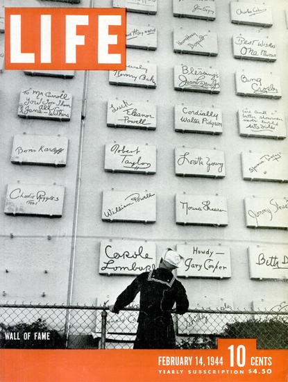 Wall of Fame 14 Feb 1944 Copyright Life Magazine | Life Magazine BW Photo Covers 1936-1970