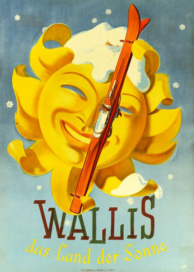 Wallis Das Land Der Sonne Switzerland 1947 | Vintage Travel Posters 1891-1970