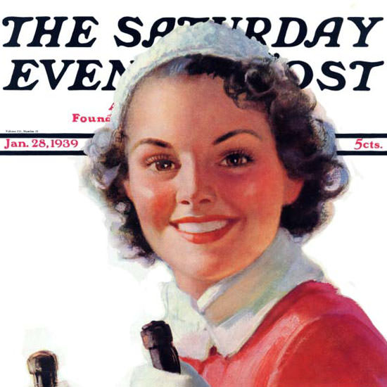 Walt Otto Saturday Evening Post Go Downhill 1939_01_28 Copyright crop | Best of Vintage Cover Art 1900-1970