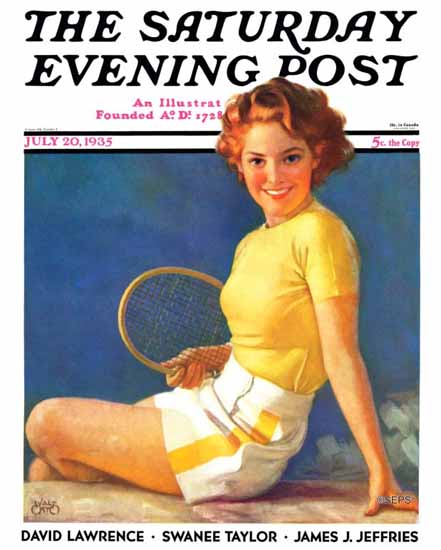 Walt Otto Saturday Evening Post Tennis Time-Out 1935_07_20 | The Saturday Evening Post Graphic Art Covers 1931-1969