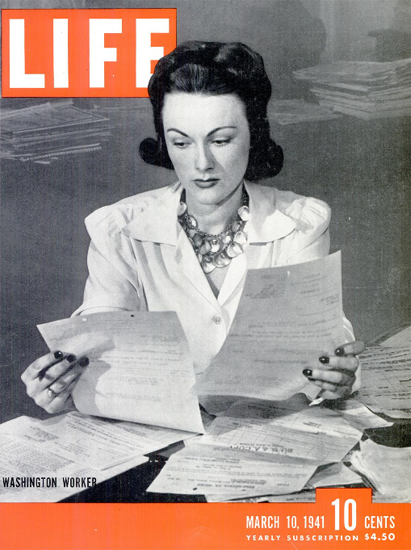 Washington Worker 10 Mar 1941 Copyright Life Magazine | Life Magazine BW Photo Covers 1936-1970