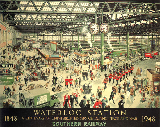 Waterloo Station London 1948 Southern Railway by Helen McKie | Vintage Travel Posters 1891-1970