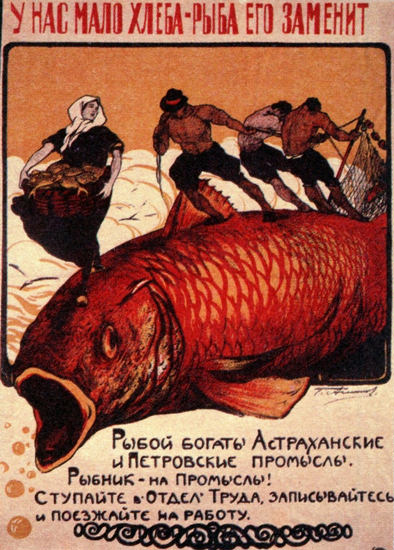 We Are Short Of Bread Lets Eat Fish USSR | Vintage War Propaganda Posters 1891-1970