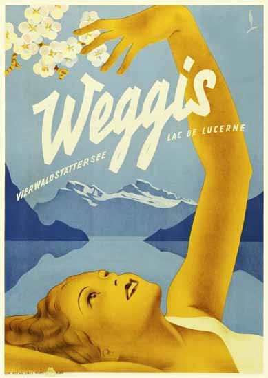 Weggis Vierwaldstaettersee Lac Lucerne Switzerland 1930 | Vintage Travel Posters 1891-1970